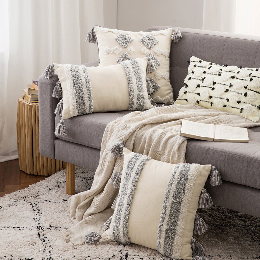 Lace Tassel Tufted Pillow