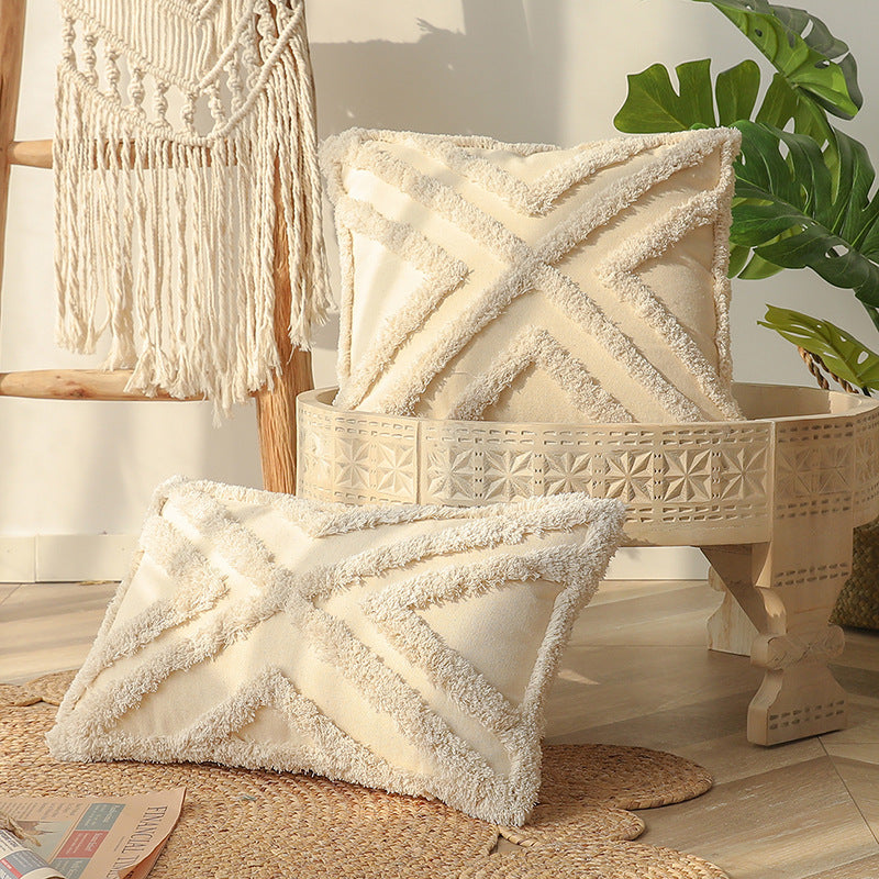 Beige Tufted Decorative Pillow