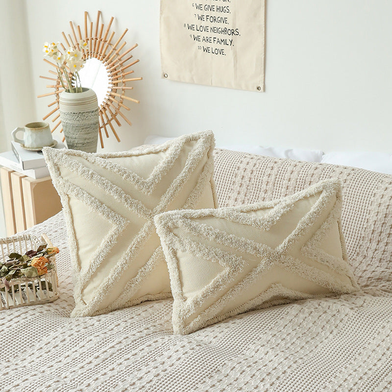 Beige Tufted Decorative Pillow