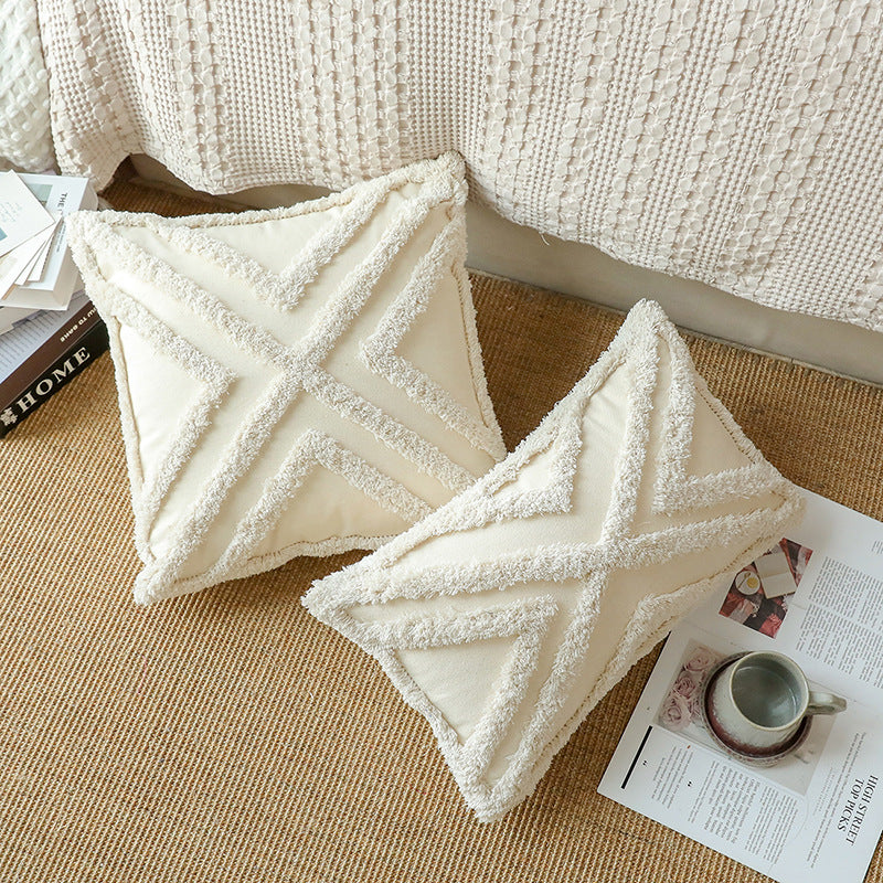 Beige Tufted Decorative Pillow